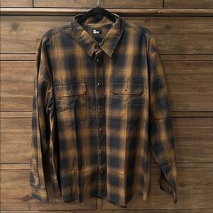 The Kooples Men's Oversized Checkered Cotton Button Down Shirt Brown Black  XXL